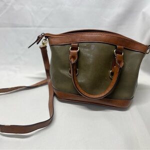 Vintage Brown and Green Crossbody Bag